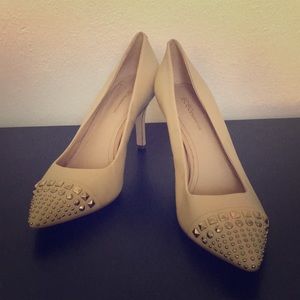 BCBGeneration Pointed Nude rhinestone heels